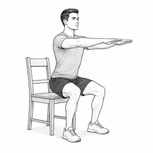 Beginner performing a chair squat to learn the squat movement pattern