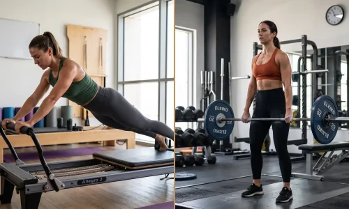 Pilates vs strength training comparison with core exercise and resistance training