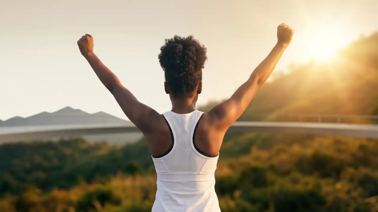 Woman staying consistent with fitness through personal training, strength training and a realistic workout system