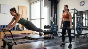 Pilates vs strength training comparison with core exercise and resistance training